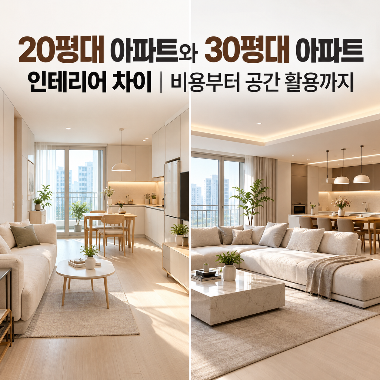 20평대 아파트와 30평대 아파트 인테리어 차이｜비용부터 공간 활용까지